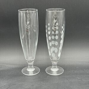 Pilsners by Mikasa in Pattern Cheers Set of 2 Vertical and Bubbles ONLY